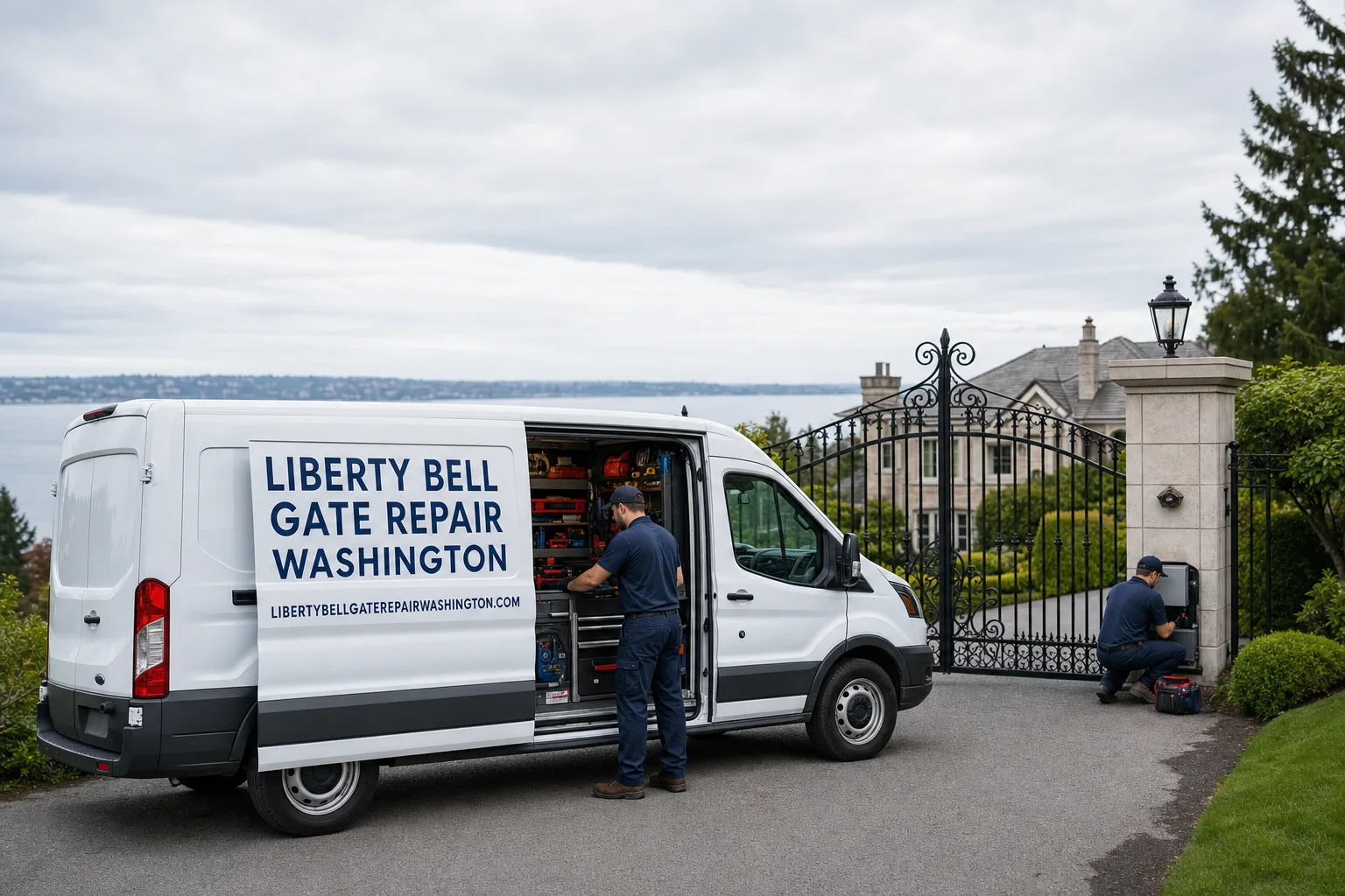 Liberty Bell Gate Repair Washington service vehicle and crew in Washington, WA